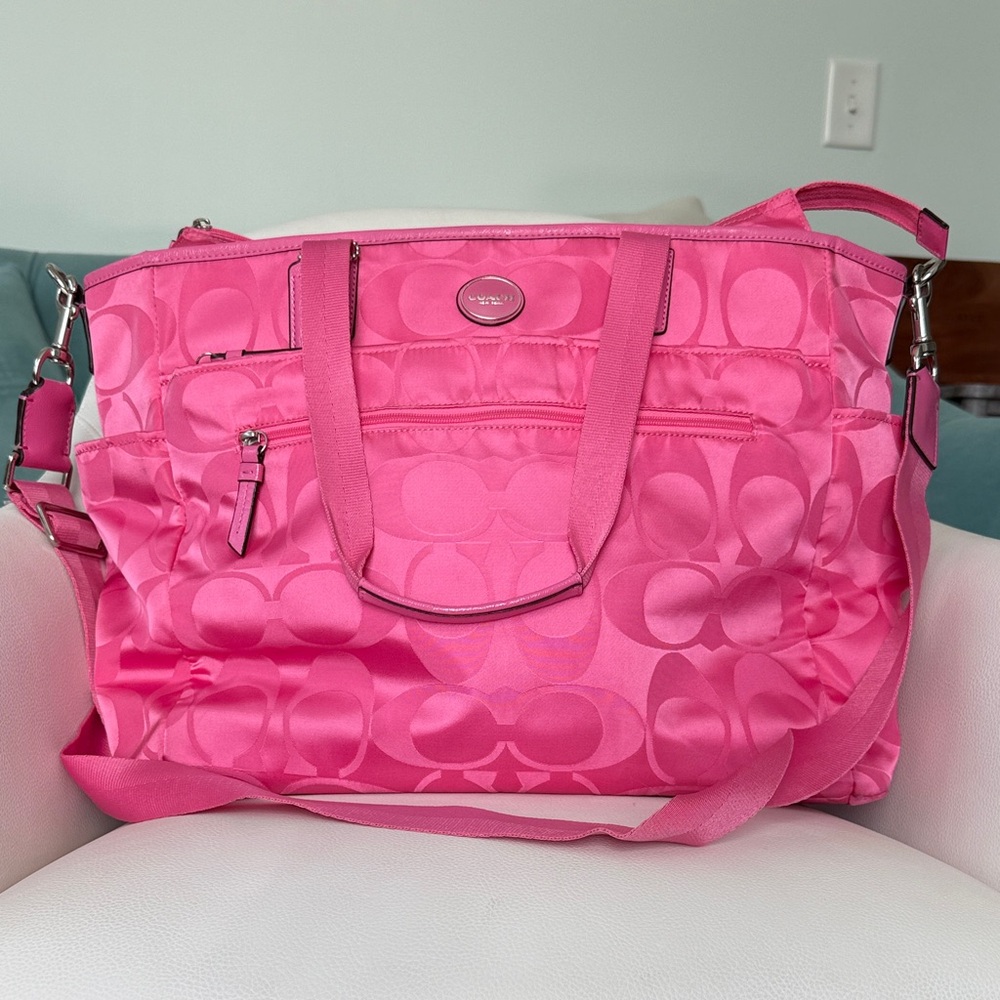 Coach Hot Pink Signature Nylon Tote